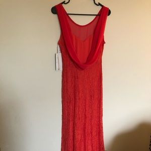 between Orange and red long dress good forwedding